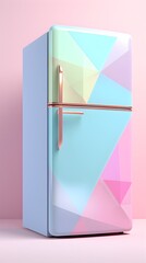 Vibrant Geometric Refrigerator - Chic Futuristic Household Appliance Art