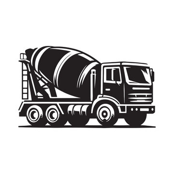 Constructing Tomorrow: Cement Mixer Truck Set of Silhouette - Paving the Way to Modernity with Cement Truck Illustration - Minimallest Cement Truck Vector