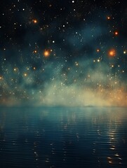 A black sky khaki background light water and stars