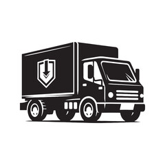 Captivating Delivery Truck Silhouette Compilation - Sculpting Shadows of Efficient Deliveries with Courier Truck Illustration - Minimallest Delivery Truck Vector