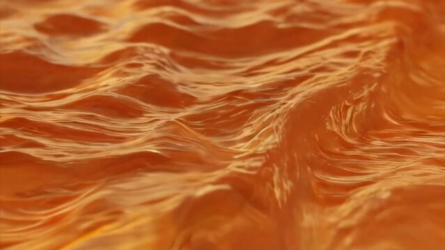 Mesmerizing Journey through orange juce calm waves, fluid art.