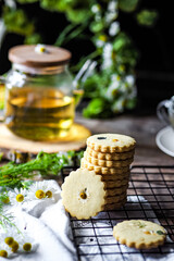 eace and comfort. home baking. spring mood. cookies with chamomile.