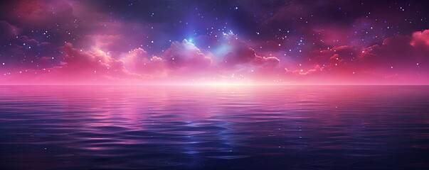 A black sky magenta background light water and stars