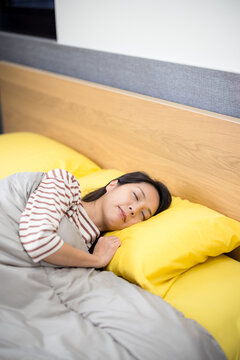 Woman sleep on bed at home