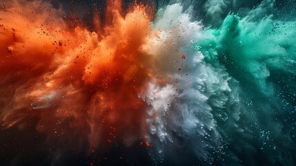 Fototapeta premium Red, white and green color powder explosion in the shape of Italy flag on black background 3