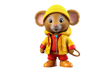 Rasta mouse Character Oscar Isolated on Transparent background.