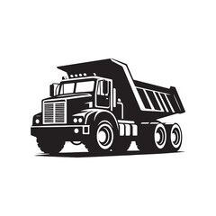 Eerie Dump Truck Set of Silhouette - Illuminating the Shadows of Industrial Might with Dump Truck Illustration - Minimalist Dump Truck Vector
