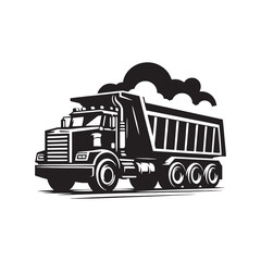 Noble Dump Truck Silhouette Spectacle - Crafting Shadows that Echo the Rumble of Industry with Dump Truck Illustration - Minimalist Dump Truck Vector
