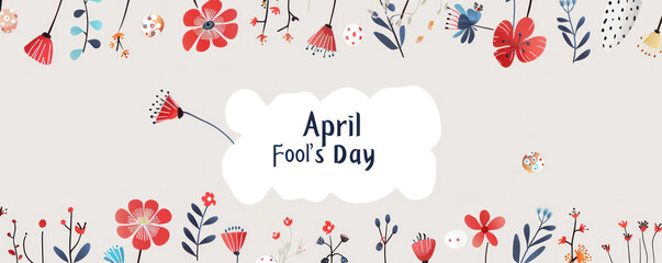 Colorful funny humorous postcards banner for April Fools' Day, April 1, the day of jokes and laughter. With the inscription 