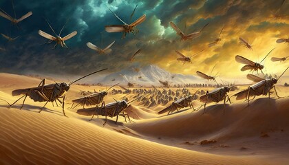 Obraz premium Titel: Exodus: The Plague of Locusts - God's Eighth Plague on Egypt. Bible.