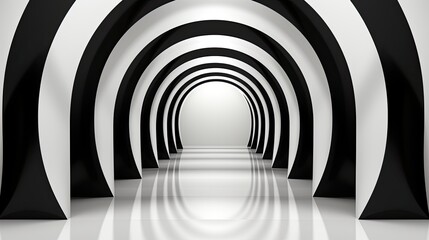 Monochromatic abstract tunnel with striped pattern