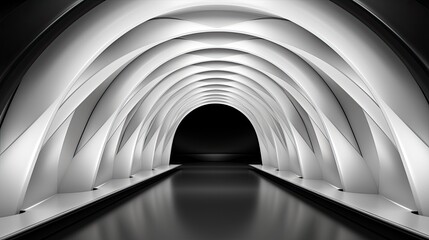 Sleek black and white architectural corridor