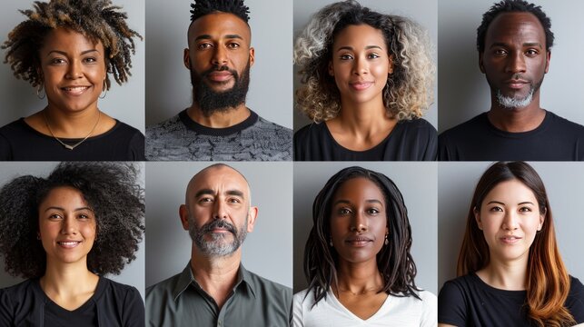 portraits of man and women of different ethnicities, colleagues or employees or random chosen people