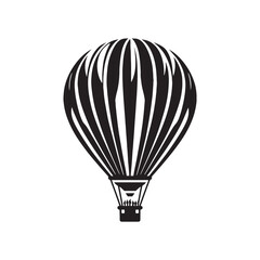 Ethereal Hot Air Balloon Silhouette Showcase - Soaring Above Clouds of Fantasy with Hot Air Balloon Illustration - Minimallest Air Balloon Vector
