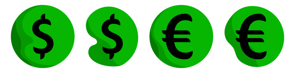 Money icon set. Dollar and Euro sign. Vector illustration