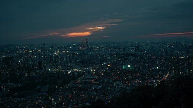 Seoul City Metropolis Buildings time lapse after sunset