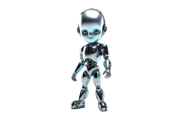 Robot Child, Small robot Isolated on Transparent background.