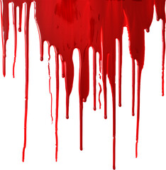 Red blood paint dripping isolated