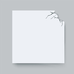 Vector square blank cracked background with shadow on transparent background.