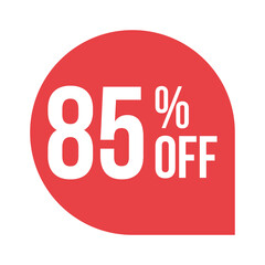 red 85 percent discount label on white background