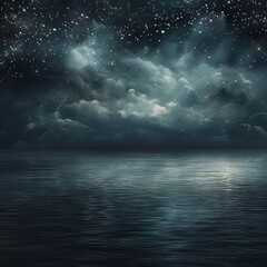 Fototapeta na wymiar A black sky silver background light water and stars