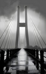 Obraz premium suspension bridge at dusk