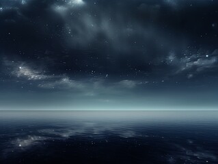 A black sky silver background light water and stars