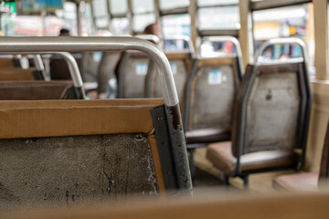 Old Seats on the Public Bus in the Capital City.