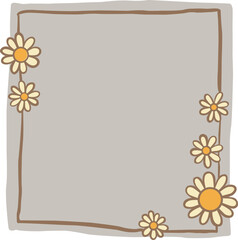 Obraz premium Abstract daisy flower on square wreath frame for decoation on spring and wedding event.