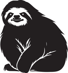 Sloth Silhouette Vector Illustration White Background
