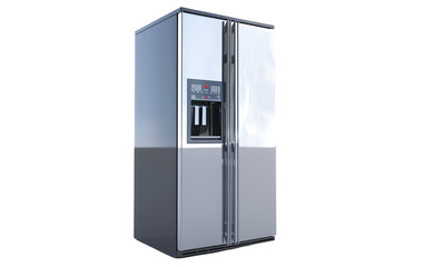Side by Side Refrigerator with External Water, Side-by-Side Refrigerator Isolated on Transparent background.