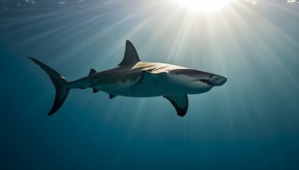 A Hammerhead Shark With Sunlight Filtering Through Upscaled 7