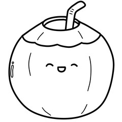 Coloring Page outline of cute fruits vector illustration