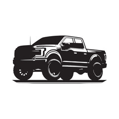 Dynamic Pickup Truck Silhouette Extravaganza - Crafting Shadows of Automotive Power with Pickup Truck Illustration - Minimallest Pickup Truck Vector
