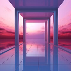 A red and purple background with a gradient light, in the style of mirror rooms, light pink and azure