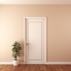 A white door next to a light beige wall