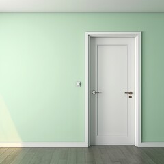 A white door next to a light green wall