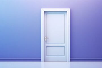 A white door next to a light indigo wall