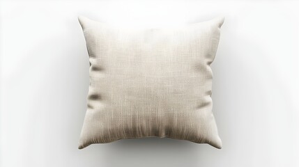 Fototapeta na wymiar Beige Textured Throw Pillow on White Background