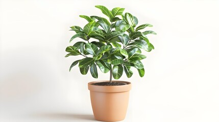 Lush Green Potted Plant on a Plain Background