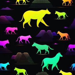 seamless background with animal icons. vector illustration design seamless background with animal icons. vector illustration design set of wild horses in different colors. vector illustration