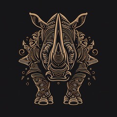 An intricately designed vector logo featuring a rhinoceros, embodying strength and resilience.