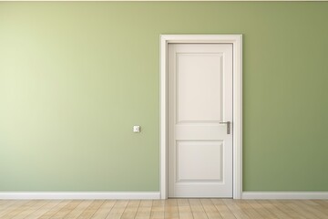 A white door next to a light olive wall