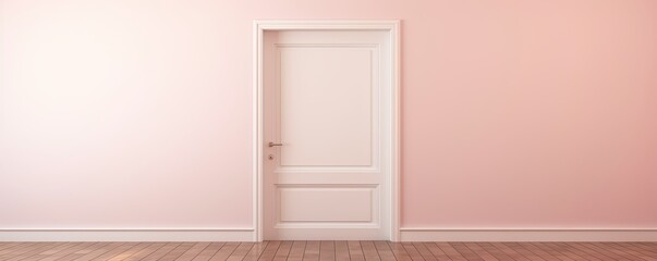 Fototapeta na wymiar A white door next to a light pink wall