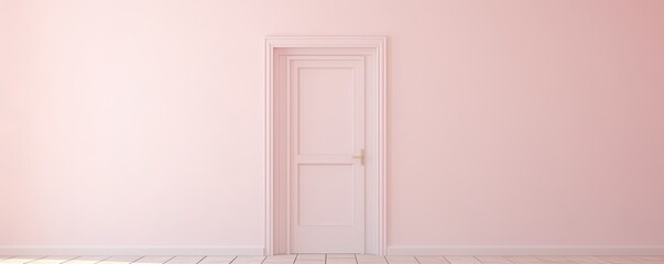 A white door next to a light pink wall - obrazy, fototapety, plakaty