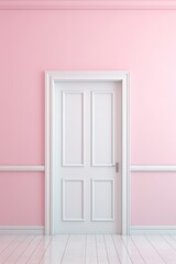 A white door next to a light rose wall