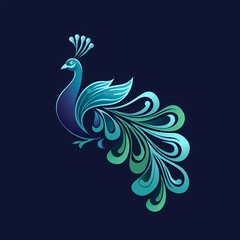 Fototapeta na wymiar An HD-captured, minimalist vector logo of a peacock, harmonizing simplicity and intricate details flawlessly.