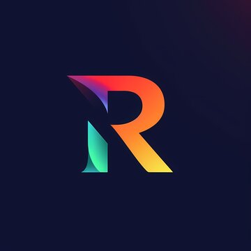 An HD-captured image of a sleek and minimalistic vector logo, portraying the letter 'R' in a colorful and flat illustration style.