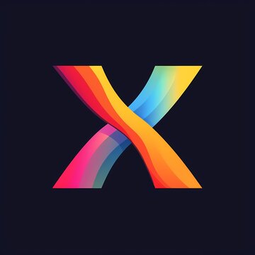 An HD-captured image of a sleek and minimalistic vector logo, portraying the letter 'X' in a colorful and flat illustration style.