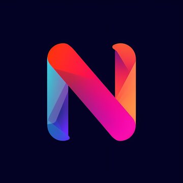 An HD-captured image of a sleek and minimalistic vector logo, portraying the letter 'N' in a colorful and flat illustration style.